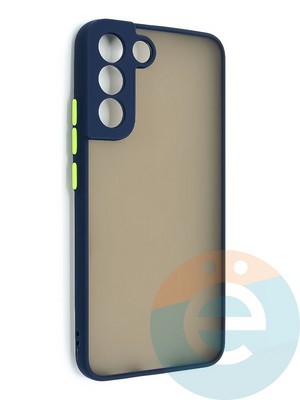 Накладка пластиковая с силиконовой окантовкой с защищенной камерой для Samsung Galaxy S22 Plus синяя - фото 48693