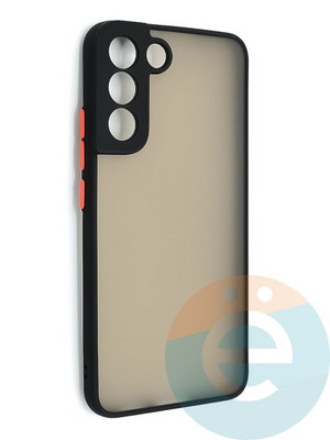 Накладка пластиковая с силиконовой окантовкой с защищенной камерой для Samsung Galaxy S22 Plus черная - фото 48695