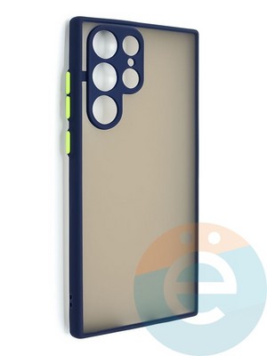 Накладка пластиковая с силиконовой окантовкой с защищенной камерой для Samsung Galaxy S22 Ultra синяя - фото 48698