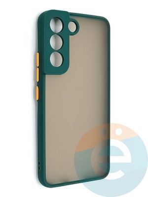 Накладка пластиковая с силиконовой окантовкой с защищенной камерой для Samsung Galaxy S22 зеленая - фото 48701