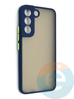 Накладка пластиковая с силиконовой окантовкой с защищенной камерой для Samsung Galaxy S22 синяя - фото 48703