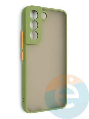 Накладка пластиковая с силиконовой окантовкой с защищенной камерой для Samsung Galaxy S22 хаки - фото 48704