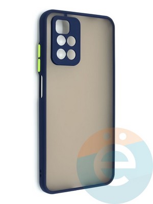 Накладка пластиковая с силиконовой окантовкой с защищенной камерой для Xiaomi Redmi Note 11 4G синяя - фото 48714