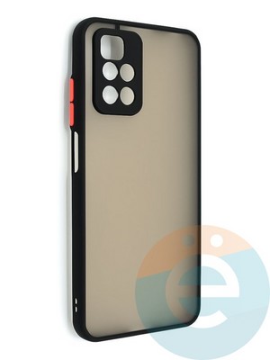 Накладка пластиковая с силиконовой окантовкой с защищенной камерой для Xiaomi Redmi Note 11 4G черная - фото 48717