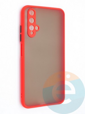 Накладка пластиковая с силиконовой окантовкой с защищенной камерой для Huawei Honor 20 красная - фото 47636