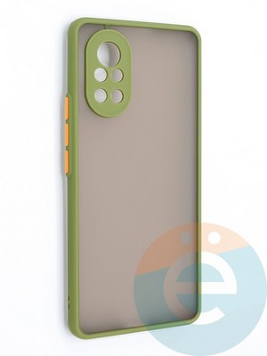 Накладка пластиковая с силиконовой окантовкой с защищенной камерой для Huawei Nova 8 хаки - фото 47637