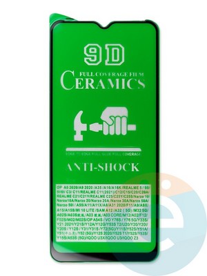 Защитное стекло Ceramics (в упаковке) для Samsung Galaxy A03 черное - фото 47643