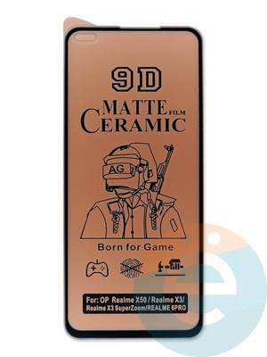 Защитное стекло Ceramics Matte (в упаковке) для Realme 6 Pro/X50/X3 черное - фото 47650