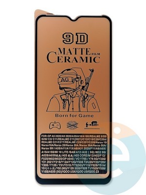 Защитное стекло Ceramics Matte (в упаковке) для Samsung Galaxy A03 черное - фото 47654