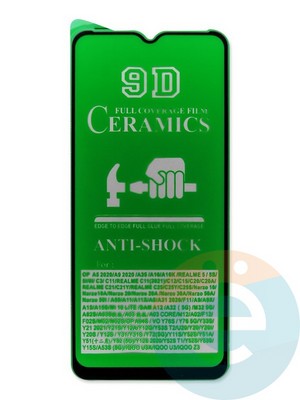 Защитное стекло Ceramics (без упаковки) для Realme C21/C15/C11/C21Y/C30/C35/C31 черное - фото 47697