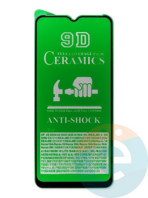 Защитное стекло Ceramics (без упаковки) для Samsung Galaxy A03 черное - фото 47699