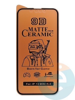 Защитное стекло Ceramics Matte (без упаковки) для Apple iPhone 13 Mini черное - фото 47706