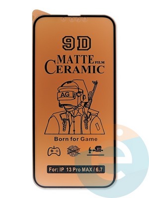 Защитное стекло Ceramics Matte (без упаковки) для Apple iPhone 13 Pro Max/14 Max черное - фото 47707