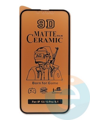 Защитное стекло Ceramics Matte (без упаковки) для Apple iPhone 13/13 Pro/14 черное - фото 47708