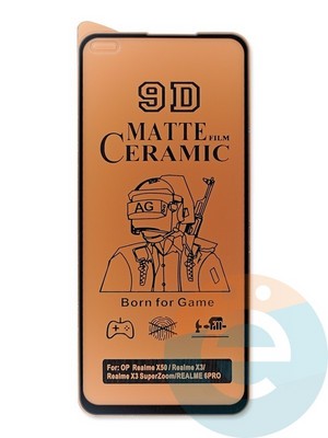 Защитное стекло Ceramics Matte (без упаковки) для Realme 6 Pro/X50 черное - фото 47710