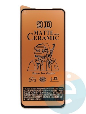Защитное стекло Ceramics Matte (без упаковки) для Realme 7/8/9 Pro Plus черное - фото 47711