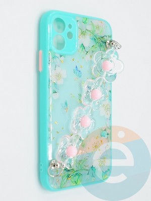 Накладка пластиковая с цепочкой для Apple iPhone 11 бирюзовая - фото 47773