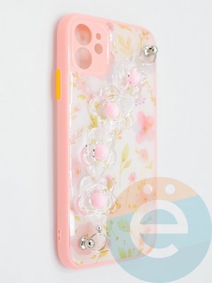 Накладка пластиковая с цепочкой для Apple iPhone 11 нежно розовая - фото 47774