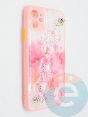 Накладка пластиковая с цепочкой для Apple iPhone 11 розовая - фото 47775