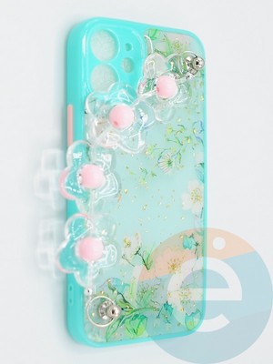 Накладка пластиковая с цепочкой для Apple iPhone 12 Mini бирюзовая - фото 47777