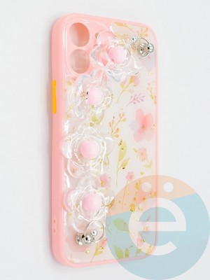 Накладка пластиковая с цепочкой для Apple iPhone 12 Mini нежно розовая - фото 47778