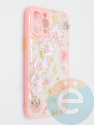 Накладка пластиковая с цепочкой для Apple iPhone 12 Pro Max нежно розовая - фото 47782