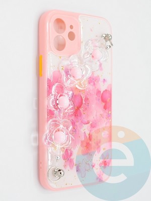 Накладка пластиковая с цепочкой для Apple iPhone 12 розовая - фото 47791