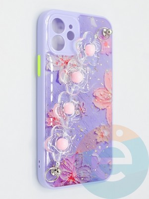 Накладка пластиковая с цепочкой для Apple iPhone 12 сиреневая - фото 47792