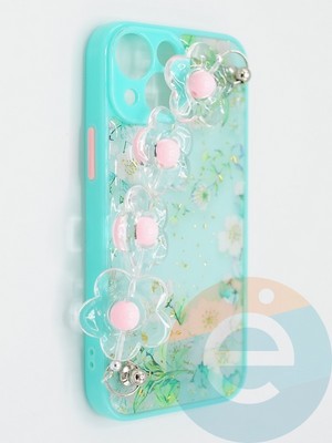 Накладка пластиковая с цепочкой для Apple iPhone 13 Mini бирюзовая - фото 47793