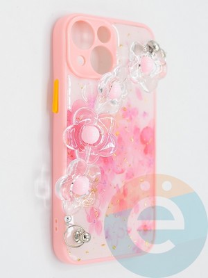 Накладка пластиковая с цепочкой для Apple iPhone 13 Mini розовая - фото 47795