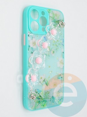 Накладка пластиковая с цепочкой для Apple iPhone 13 Pro Max бирюзовая - фото 47797