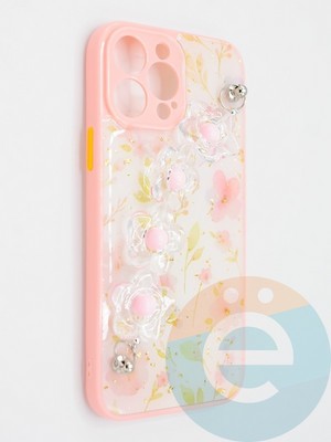 Накладка пластиковая с цепочкой для Apple iPhone 13 Pro Max нежно розовая - фото 47798