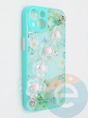 Накладка пластиковая с цепочкой для Apple iPhone 13 бирюзовая - фото 47805