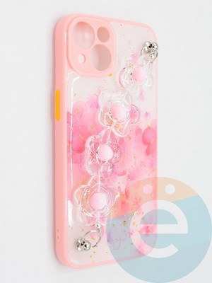 Накладка пластиковая с цепочкой для Apple iPhone 13 розовая - фото 47807