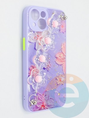 Накладка пластиковая с цепочкой для Apple iPhone 13 сиреневая - фото 47808