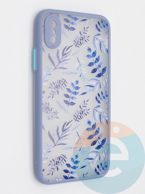 Накладка пластиковая с картинкой для Apple iPhone X/XS голубая - фото 47900
