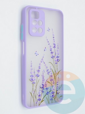 Накладка пластиковая с картинкой для Xiaomi Redmi Note 11 4G сиреневая - фото 47970