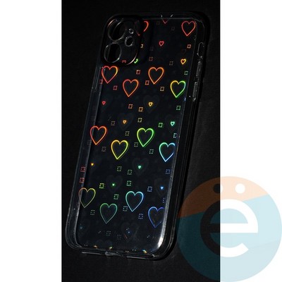 Накладка пластиковая прозрачная с рисунком для Apple iPhone 12 Pro Max сердечки - фото 48010