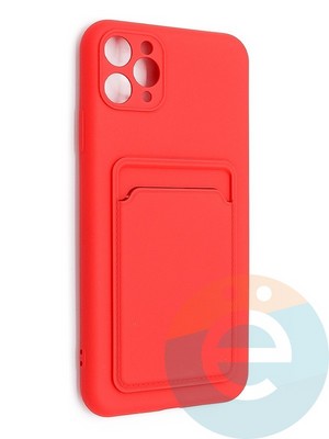 Накладка Soft touch с кармашком для Apple iPhone 11 Pro Max красная - фото 48491