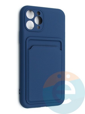 Накладка Soft touch с кармашком для Apple iPhone 11 Pro синяя - фото 48497