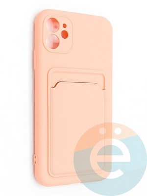 Накладка Soft touch с кармашком для Apple iPhone 11 розовая - фото 48500