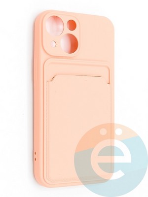 Накладка Soft touch с кармашком для Apple iPhone 12 Mini розовая - фото 48504