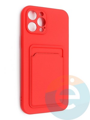 Накладка Soft touch с кармашком для Apple iPhone 12 Pro Max красная - фото 48507