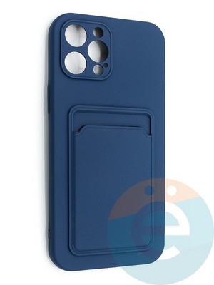 Накладка Soft touch с кармашком для Apple iPhone 12 Pro Max синяя - фото 48509