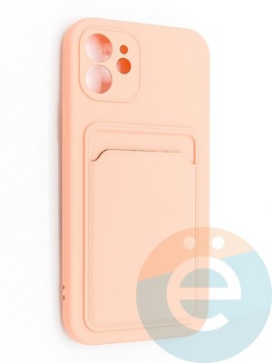 Накладка Soft touch с кармашком для Apple iPhone 12 розовая - фото 48516