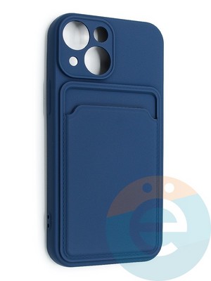 Накладка Soft touch с кармашком для Apple iPhone 13 Mini синяя - фото 48521