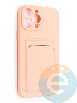 Накладка Soft touch с кармашком для Apple iPhone 13 Pro Max розовая - фото 48524