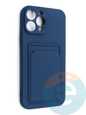 Накладка Soft touch с кармашком для Apple iPhone 13 Pro Max синяя - фото 48525