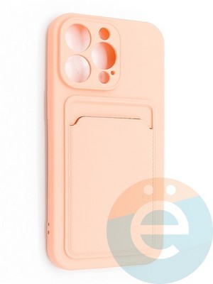 Накладка Soft touch с кармашком для Apple iPhone 13 Pro розовая - фото 48528