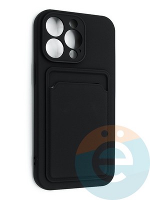 Накладка Soft touch с кармашком для Apple iPhone 13 Pro черная - фото 48530